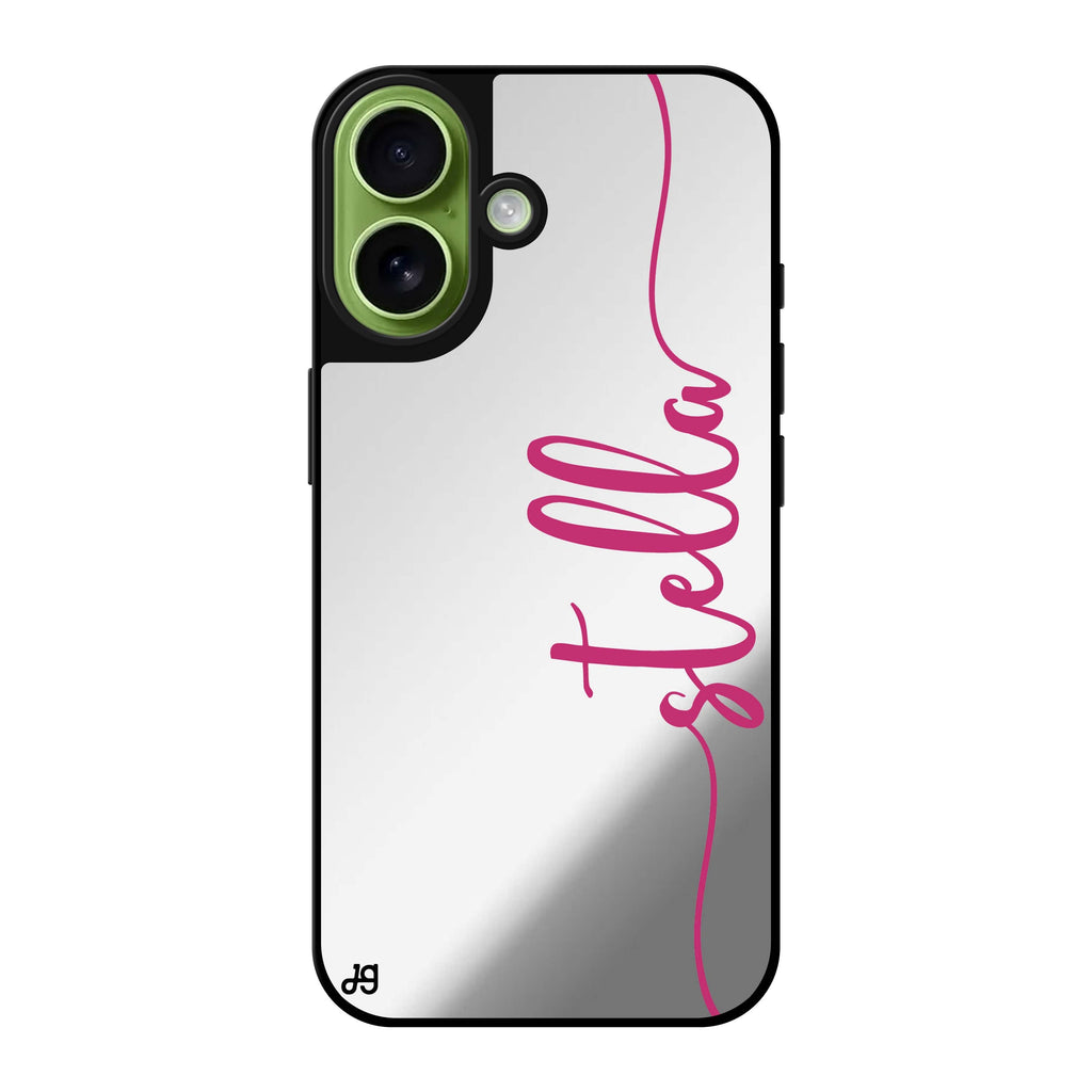 Reflective iPhone 16 Mirror Case –Vertical Script Handwritten Custom Design