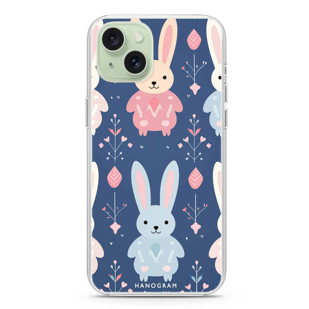 Bunny Bliss iPhone 15 Magsafe 兼容水晶透明保護殼