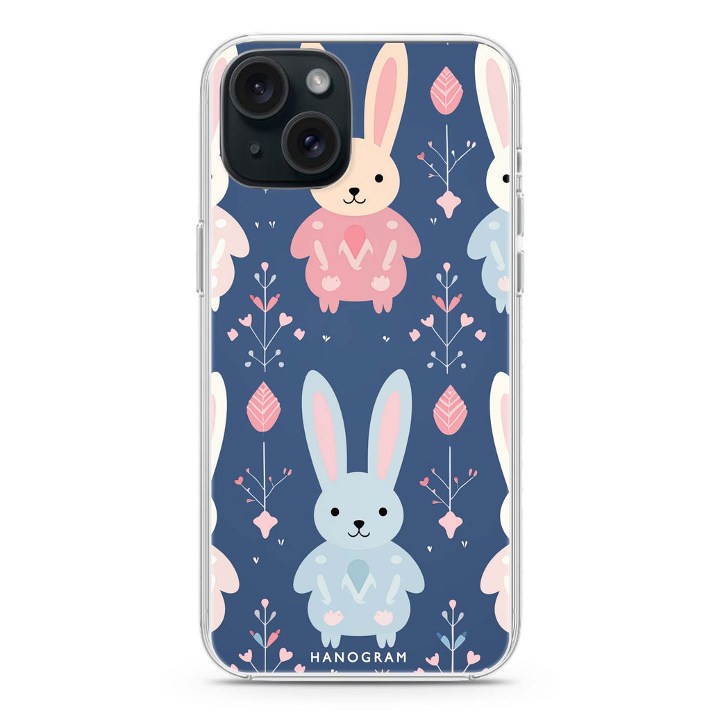 Bunny Bliss iPhone 15 Plus Magsafe 兼容水晶透明保護殼