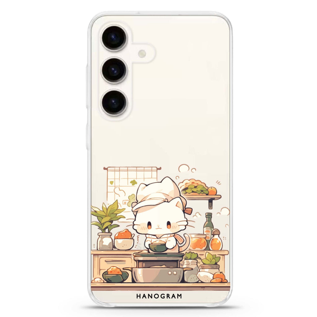 Chef Whisker Mess Samsung Galaxy S26/S25/S24 水晶透明保護殼正面展示