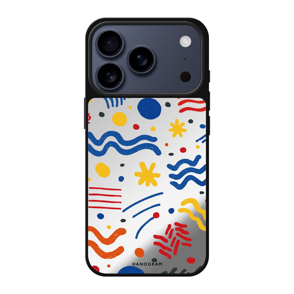 Retro Doodle 圖案 iPhone 17 Pro Max 鏡面手機殼主圖