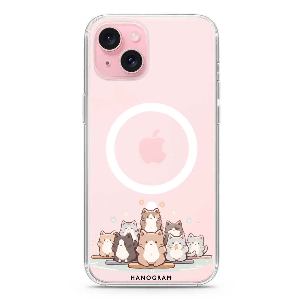 Zen Cat Calm iPhone 15 Plus Magsafe 兼容水晶透明保護殼