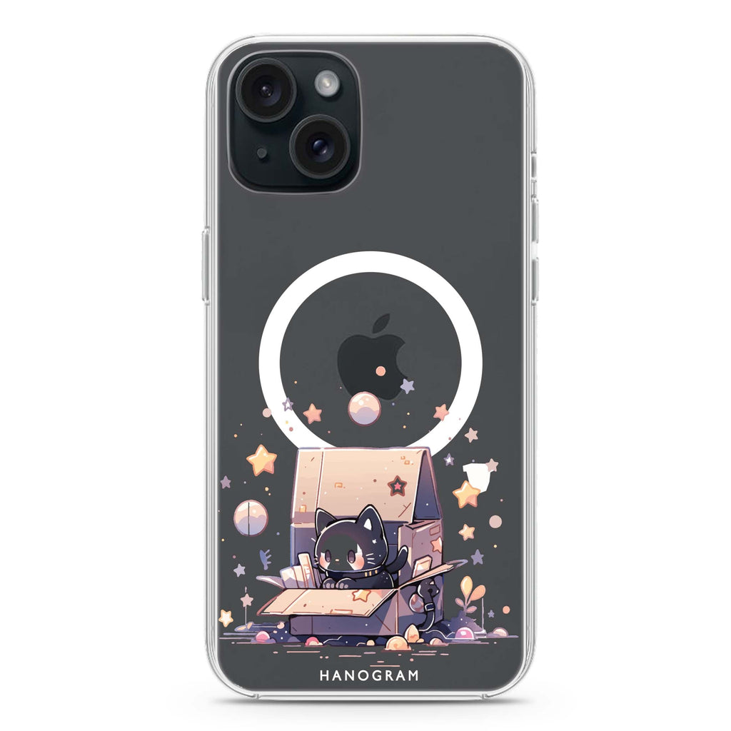 Starship Cat Pod iPhone 15 Magsafe 兼容水晶透明保護殼