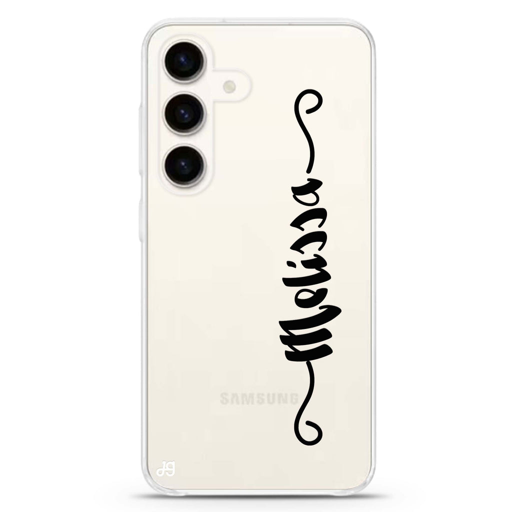 Casual Vertical Name Samsung Galaxy S26/S25/S24 可加名字水晶透明保護殼正面展示