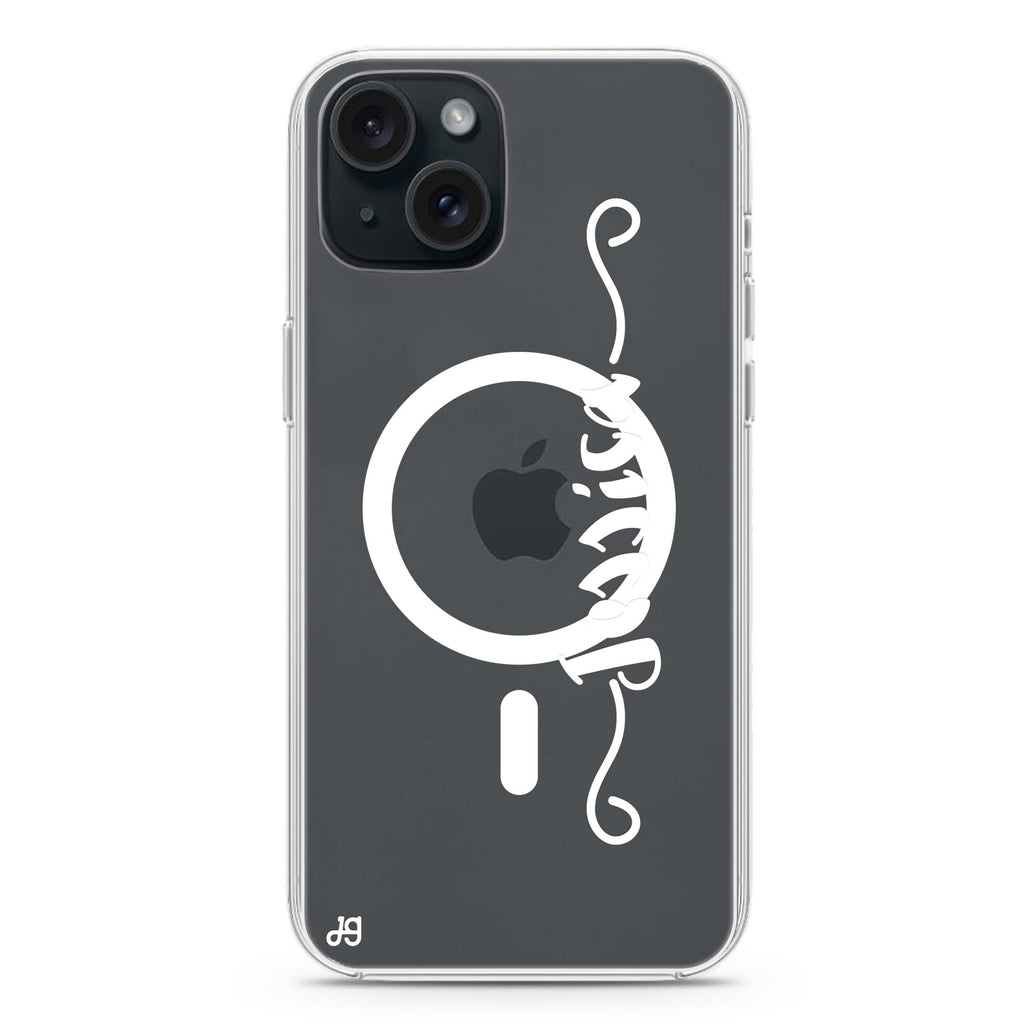 Casual Vertical Name iPhone 15 Plus Magsafe 兼容水晶透明保護殼
