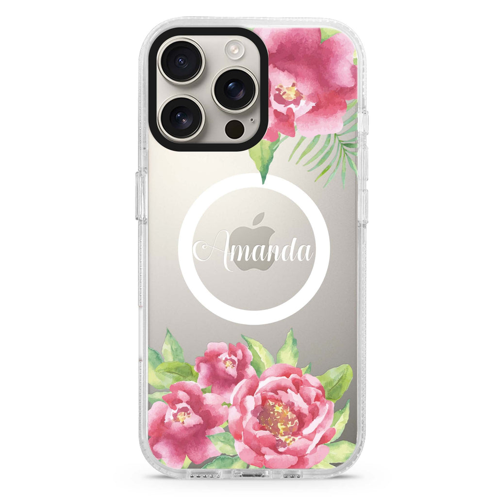 Watercolor Paeonia Magsafe 兼容水晶透明保護殼