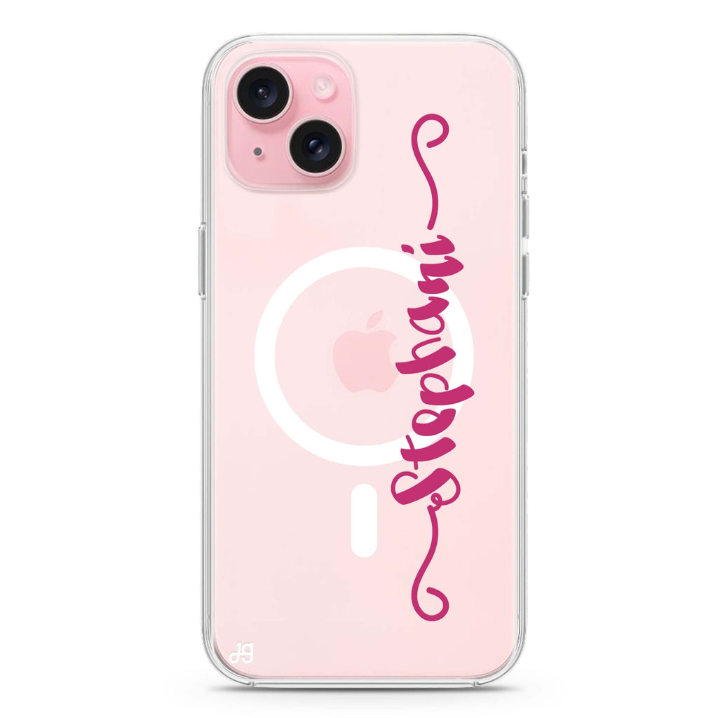 Casual Vertical Name iPhone 15 Magsafe 兼容水晶透明保護殼