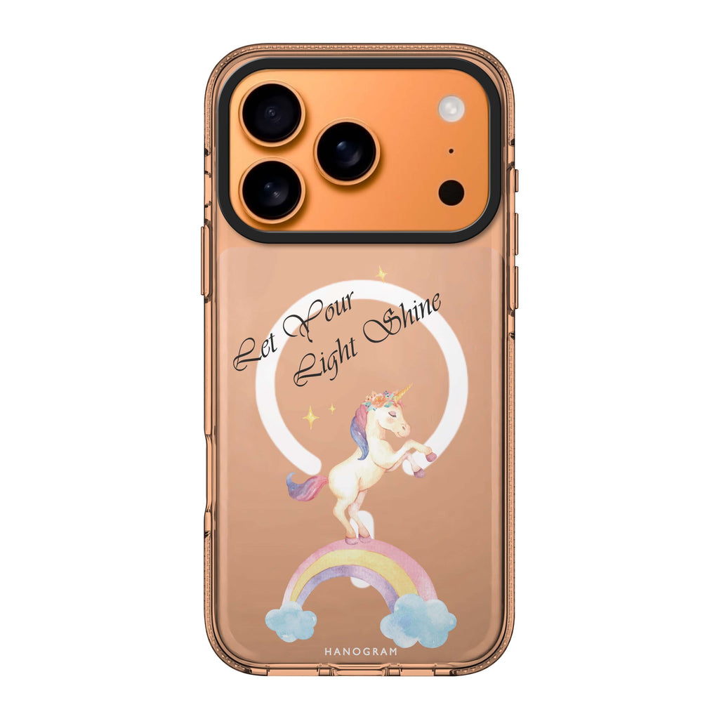 Rainbow Unicorn iPhone 17 Pro Max MagSafe 水晶透明保護殼 獨角獸圖案設計 可自訂名字 圖1