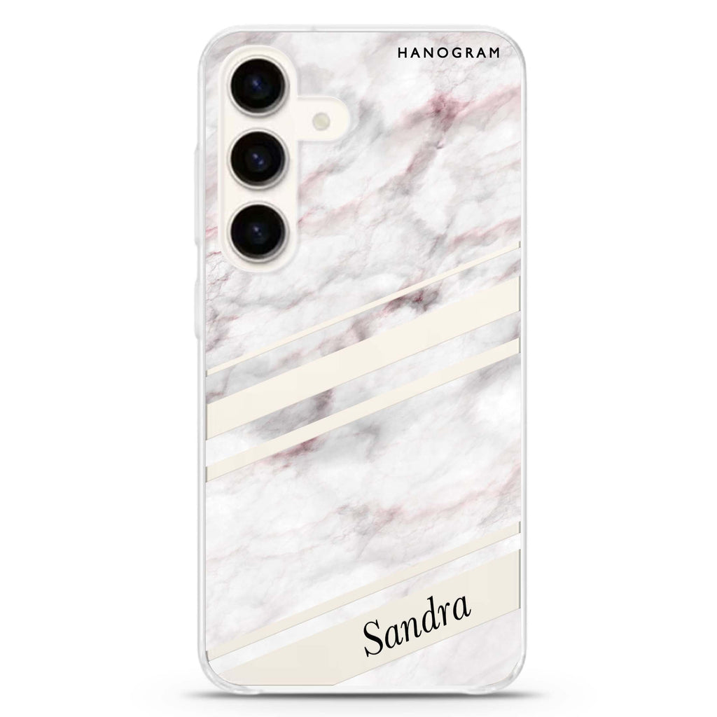 Marble Z Samsung Galaxy S26/S25/S24 可加名字水晶透明保護殼正面展示
