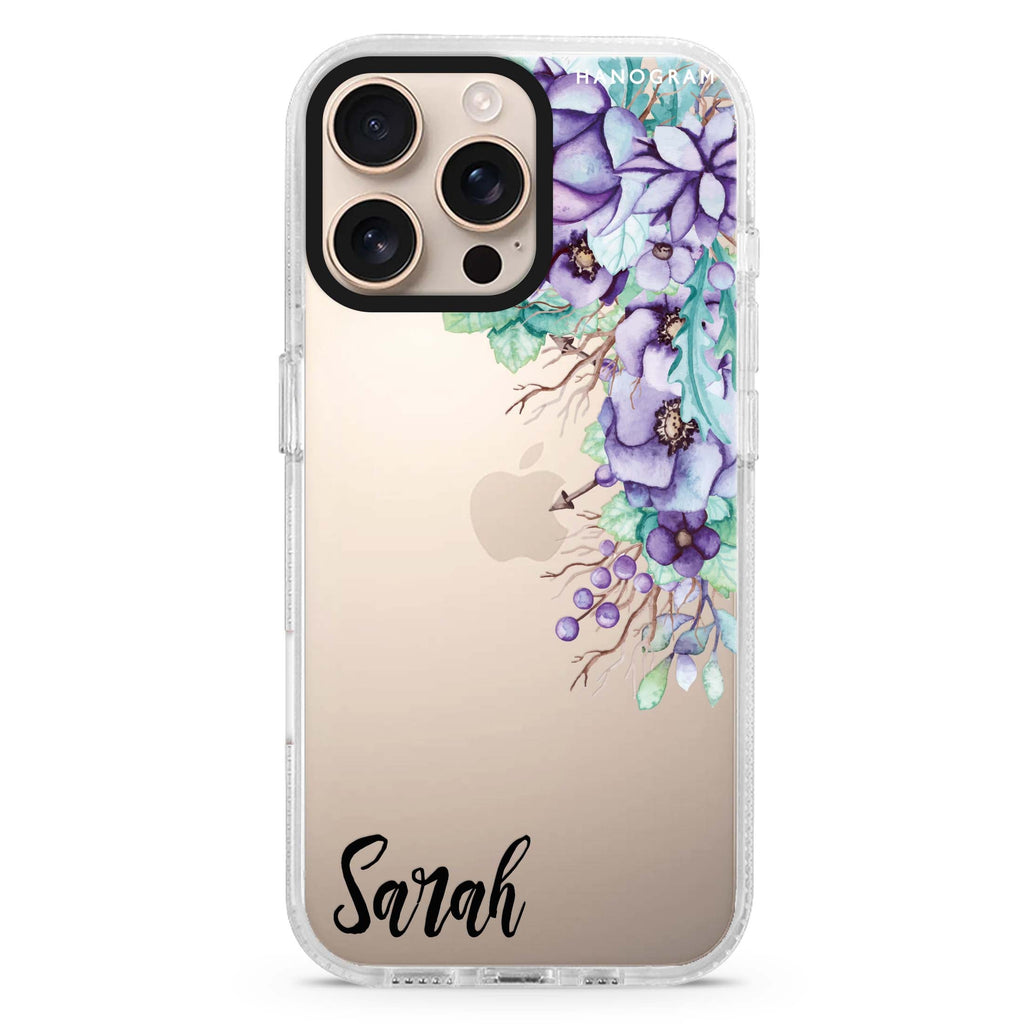 Purple Floral iPhone 16 Pro & 16 Pro Max Case - Personalized and Stylish Protection