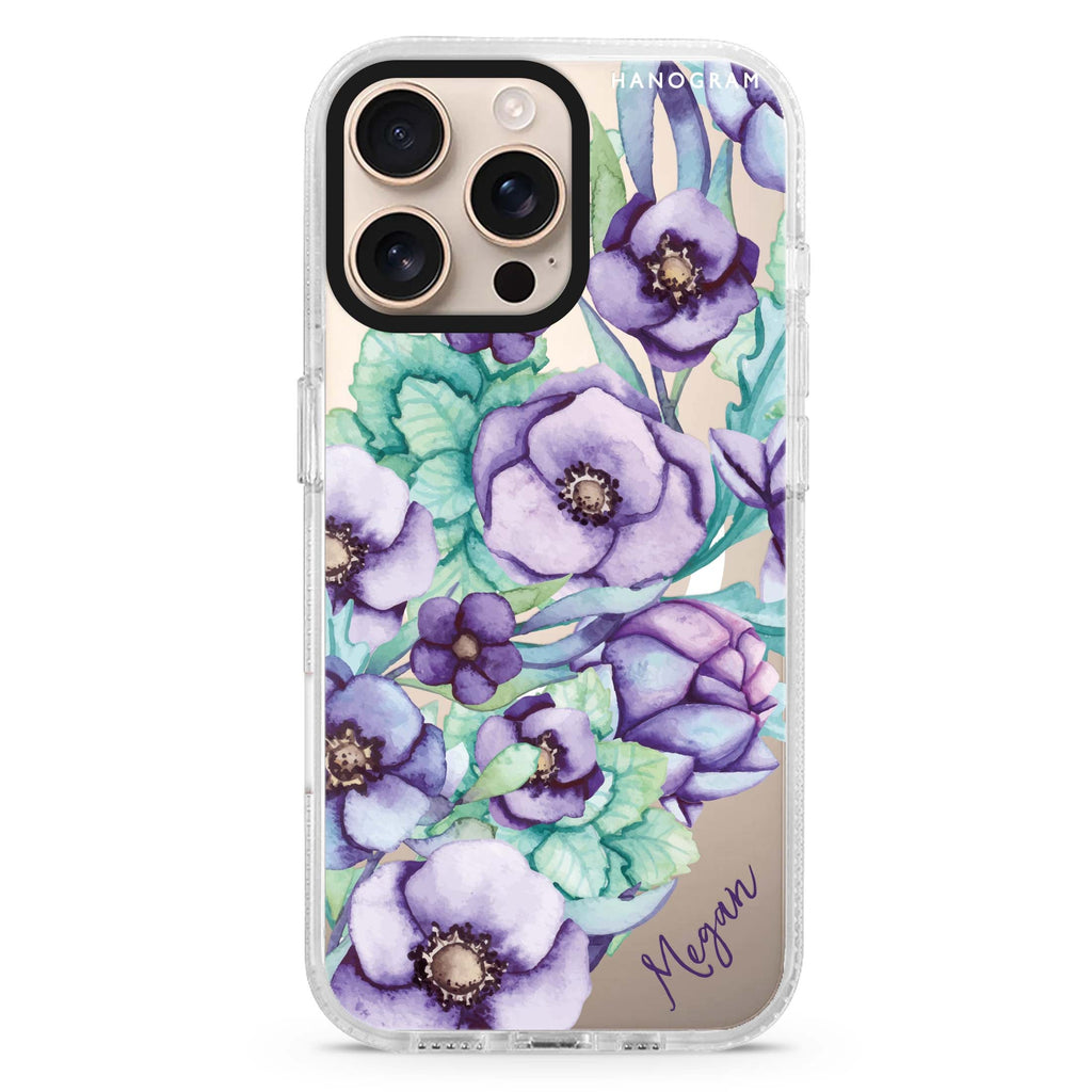 Purple Floral II Magsafe 兼容水晶透明保護殼
