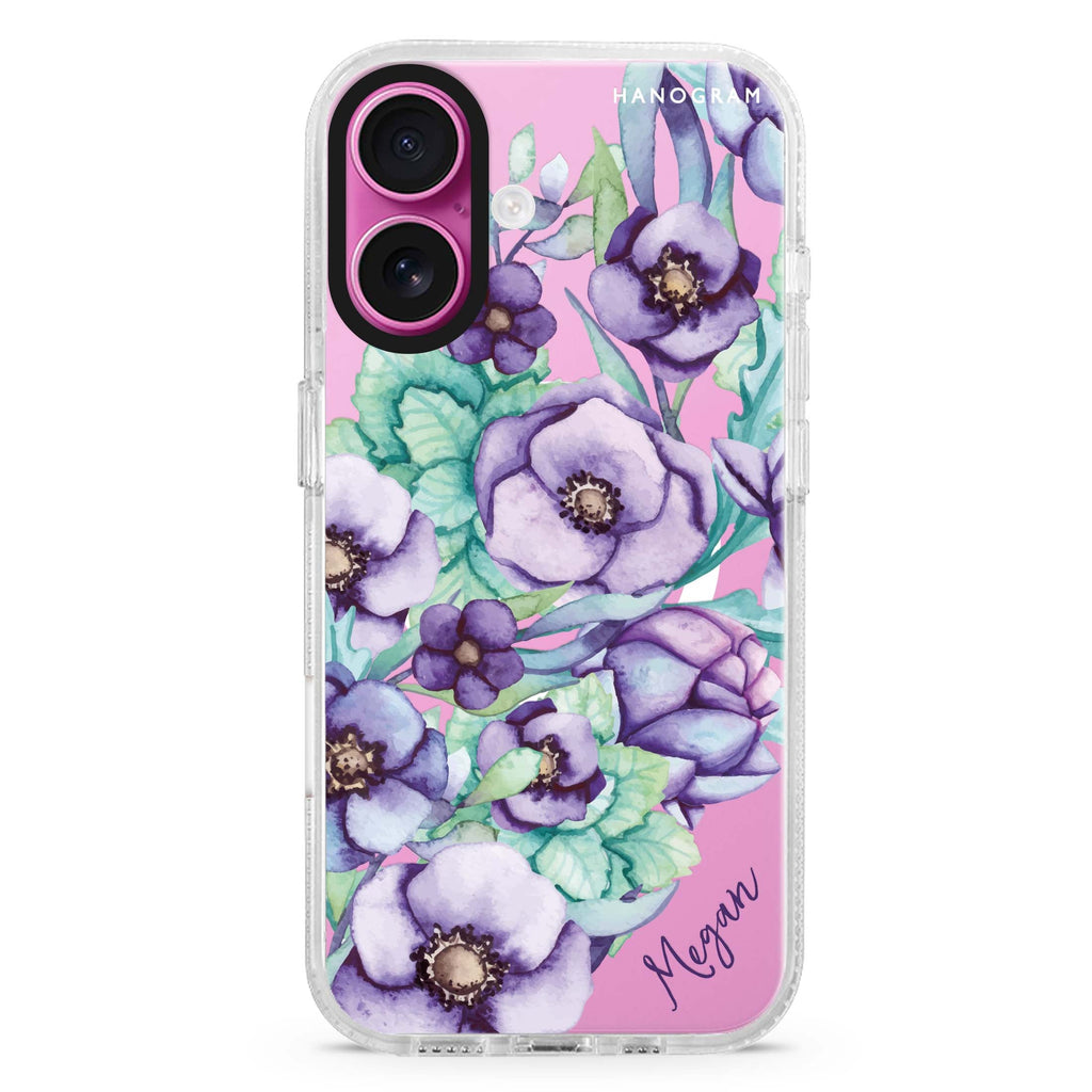 Purple Floral II Magsafe 兼容水晶透明保護殼