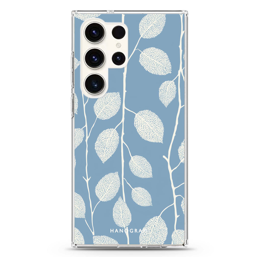 Blue Leaves Samsung Galaxy Ultra 透明保護殼，適用 S26/S25/S24/S23 Ultra，圖1