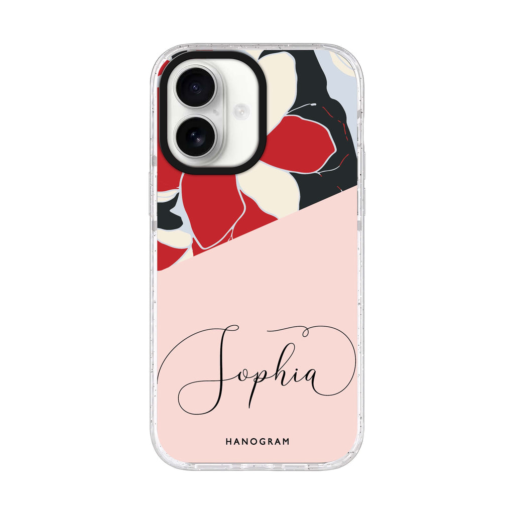 Floral POP iPhone 17 水晶透明保護殼正面展示
