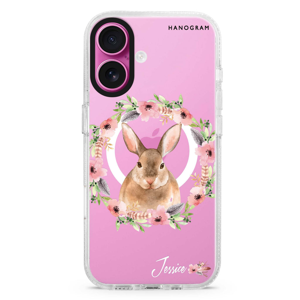 Floral Rabbit Magsafe 兼容水晶透明保護殼