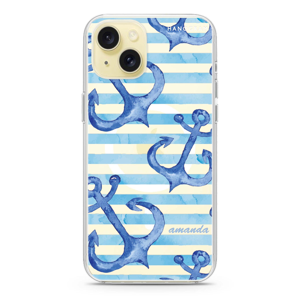 Blue Anchor iPhone 15 Plus Magsafe 兼容水晶透明保護殼