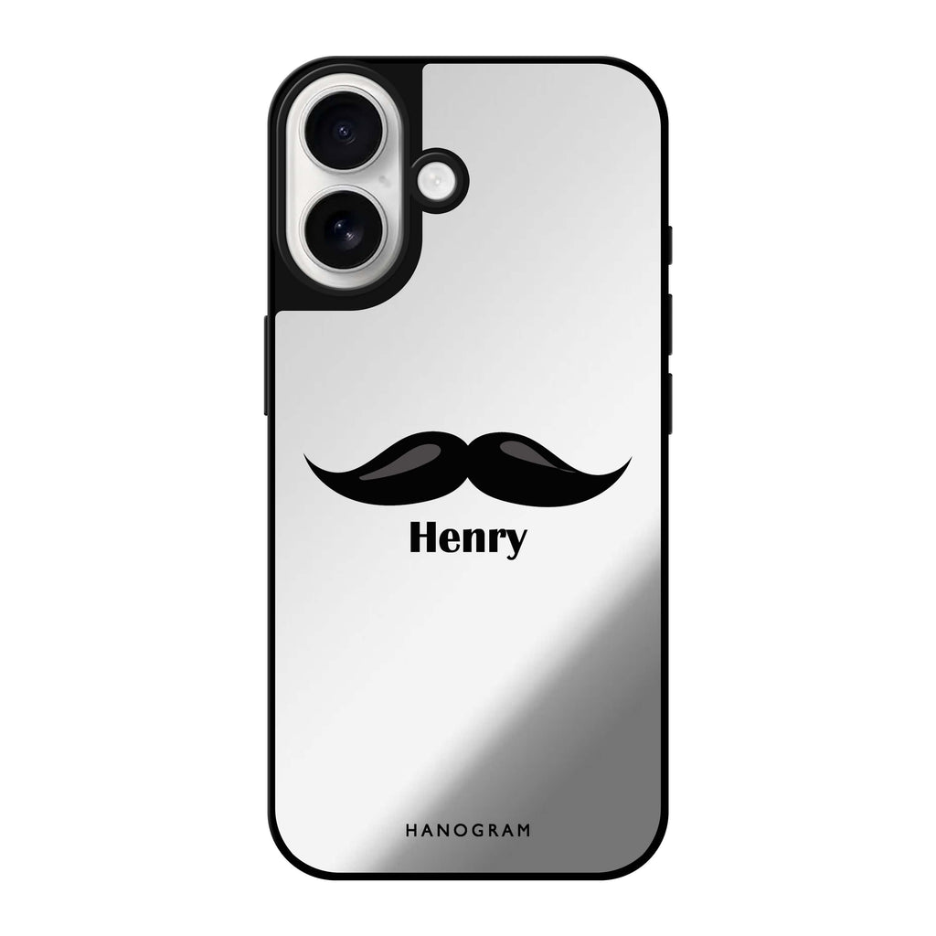 Reflective iPhone 16 Mirror Case –Moustache Design