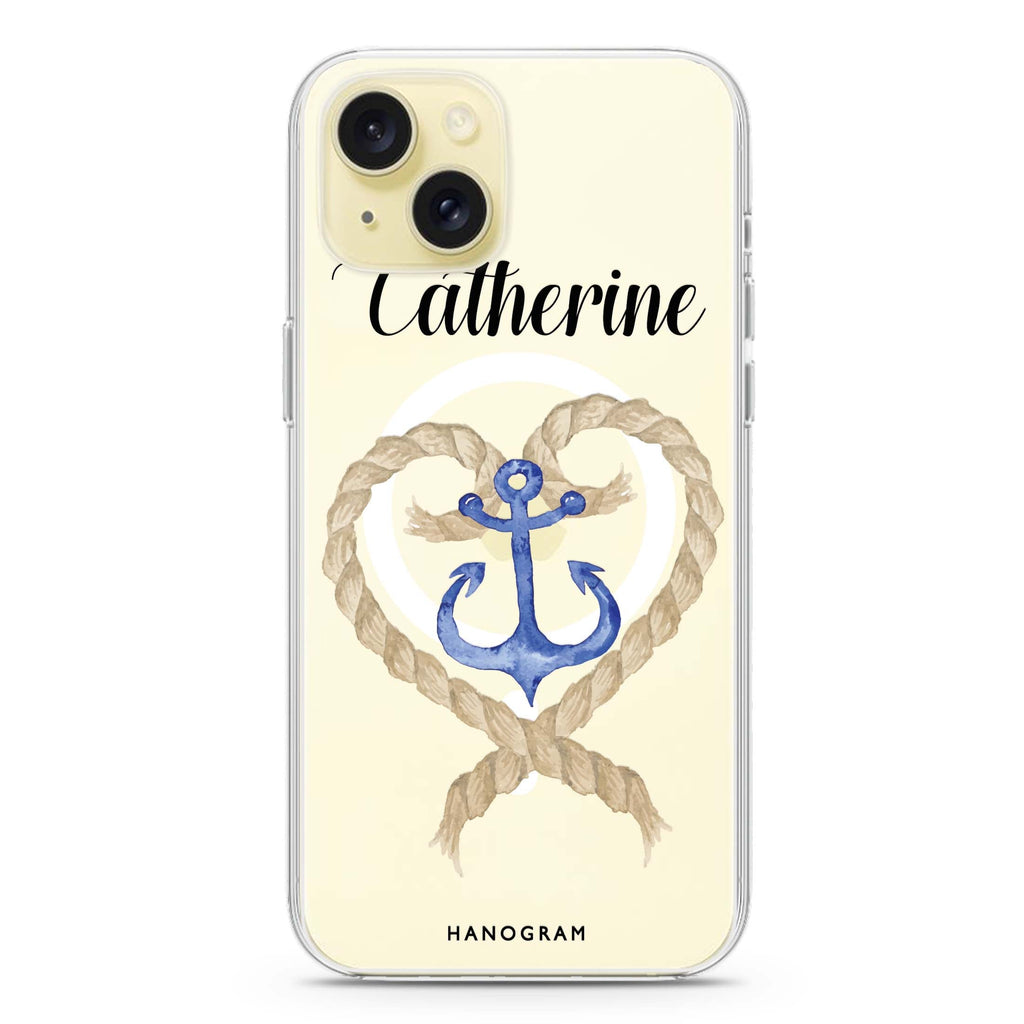 Heart & Anchor iPhone 15 Magsafe 兼容水晶透明保護殼