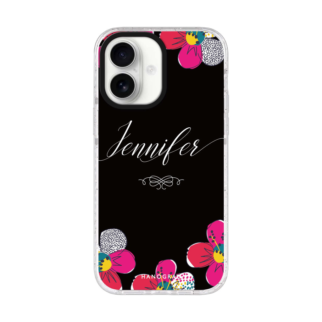 Stunning Floral iPhone 17 水晶透明保護殼正面展示