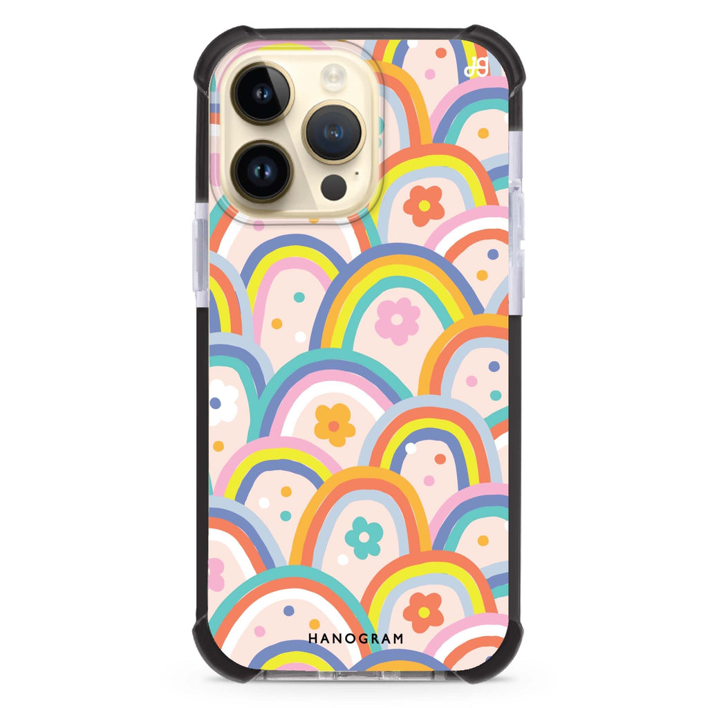 Colourful Rainbow Floral iPhone Magsafe 兼容超強防摔保護殼