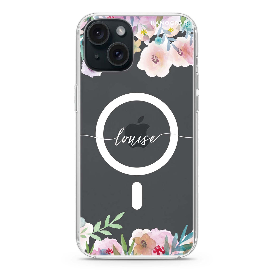 Art of Floral iPhone 15 Magsafe 兼容水晶透明保護殼