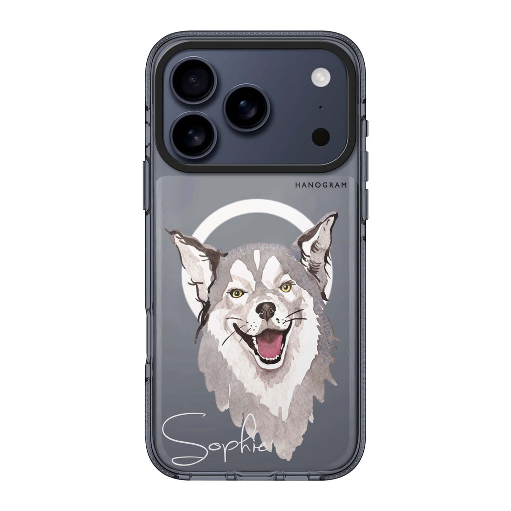Border Collie iPhone 17 Pro Max MagSafe 水晶透明保護殼 狗狗圖案設計 可自訂名字 圖1