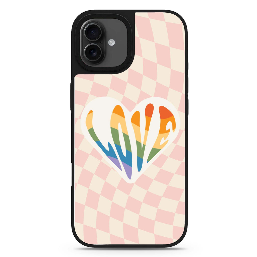 Rainbow LOVE iPhone 17 愛心鏡面手機殼 主圖設計