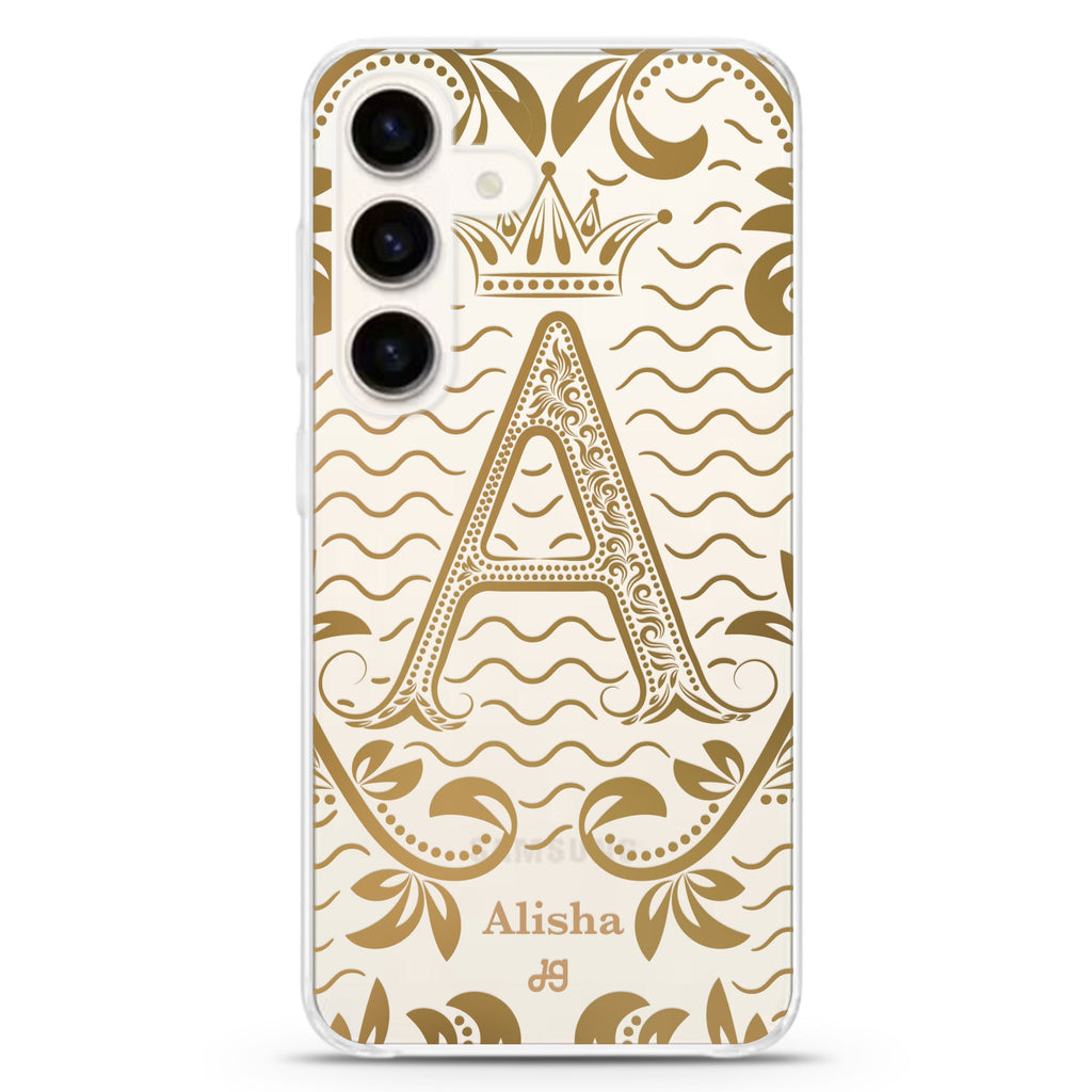 Royal Vintage Monogram Samsung Galaxy S26/S25/S24 水晶透明保護殼正面展示