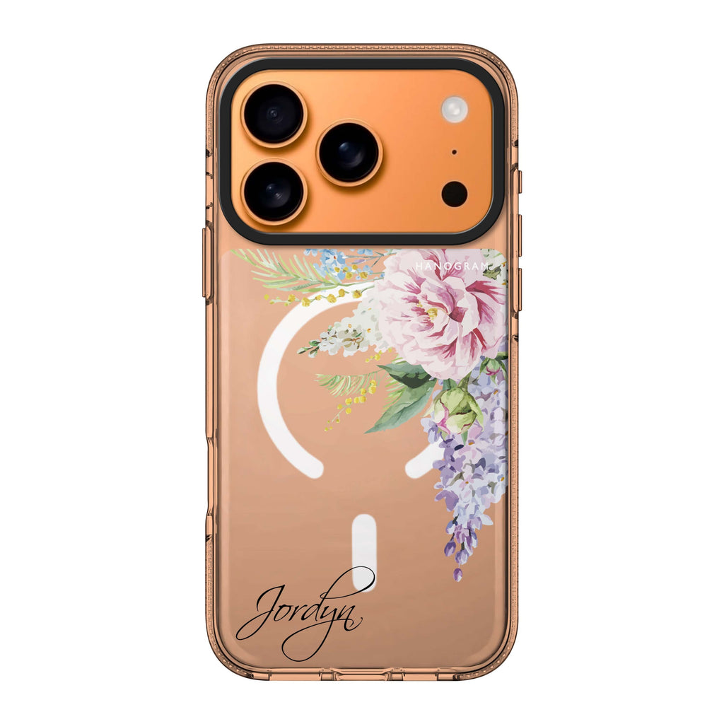 Tropical Floral II iPhone 17 Pro Max MagSafe 水晶透明保護殼 花卉圖案設計 可自訂名字及字色 圖1