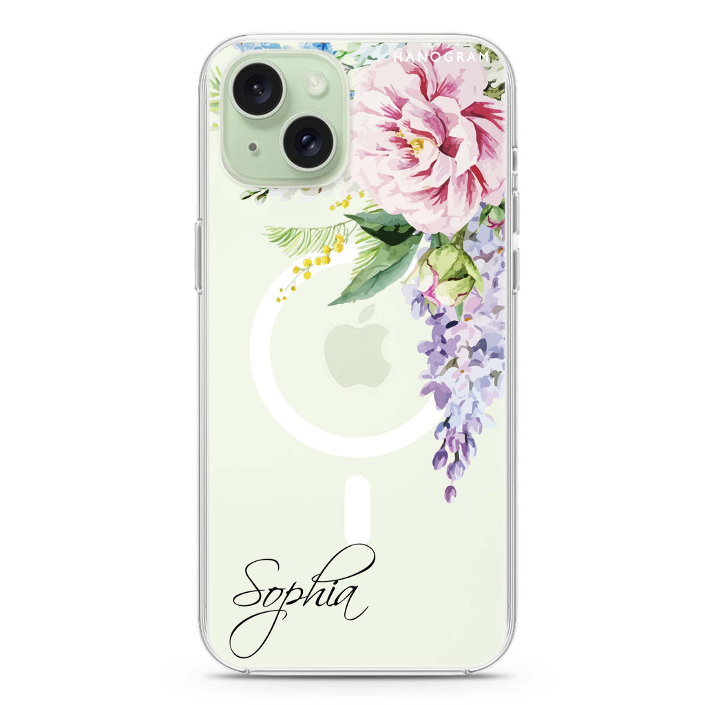 Tropical Floral II iPhone 15 Plus Magsafe 兼容水晶透明保護殼