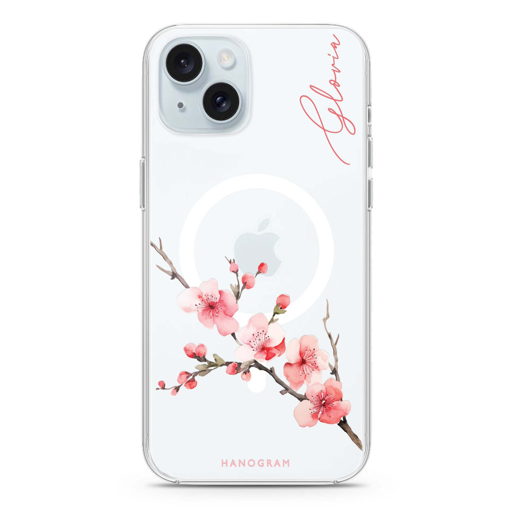 Cherry Bliss iPhone 15 Plus Magsafe 兼容水晶透明保護殼