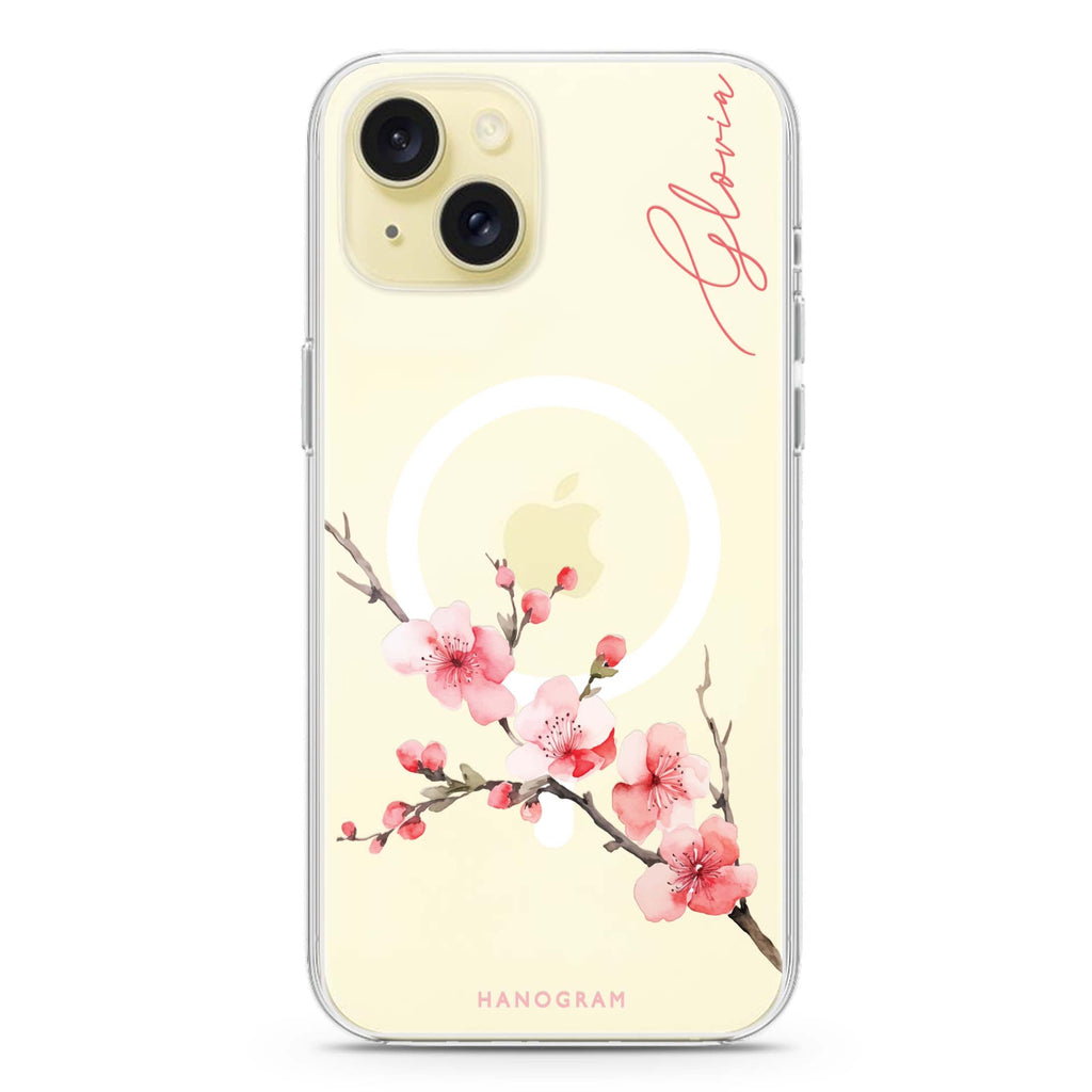 Cherry Bliss iPhone 15 Magsafe 兼容水晶透明保護殼