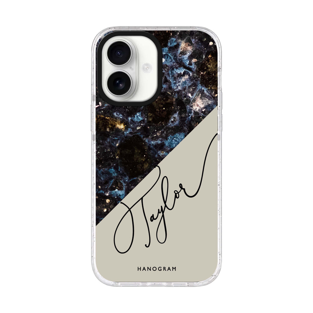 Black Marble Rose iPhone 17 水晶透明保護殼正面展示