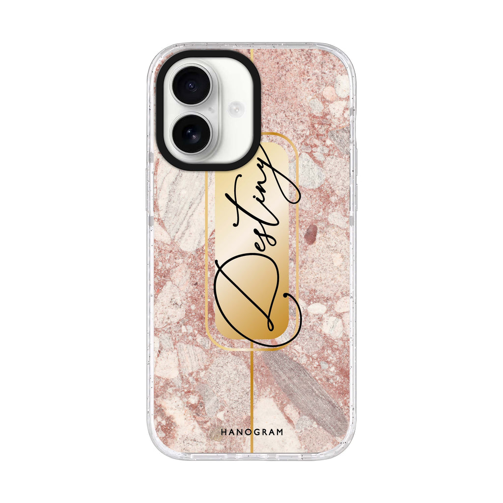 Golden Marble iPhone 17 水晶透明保護殼正面展示