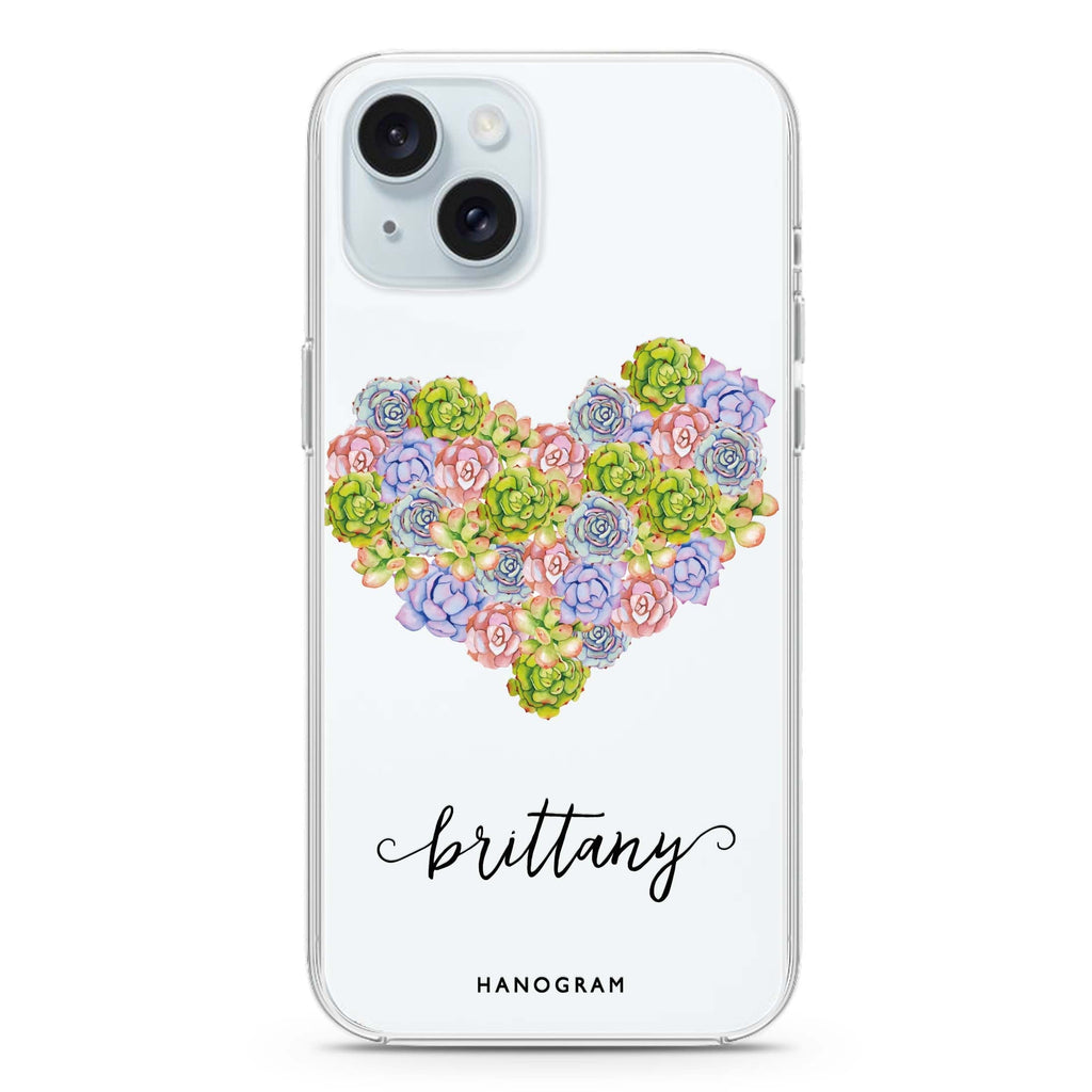 Floral Heart iPhone 15 水晶透明保護殼