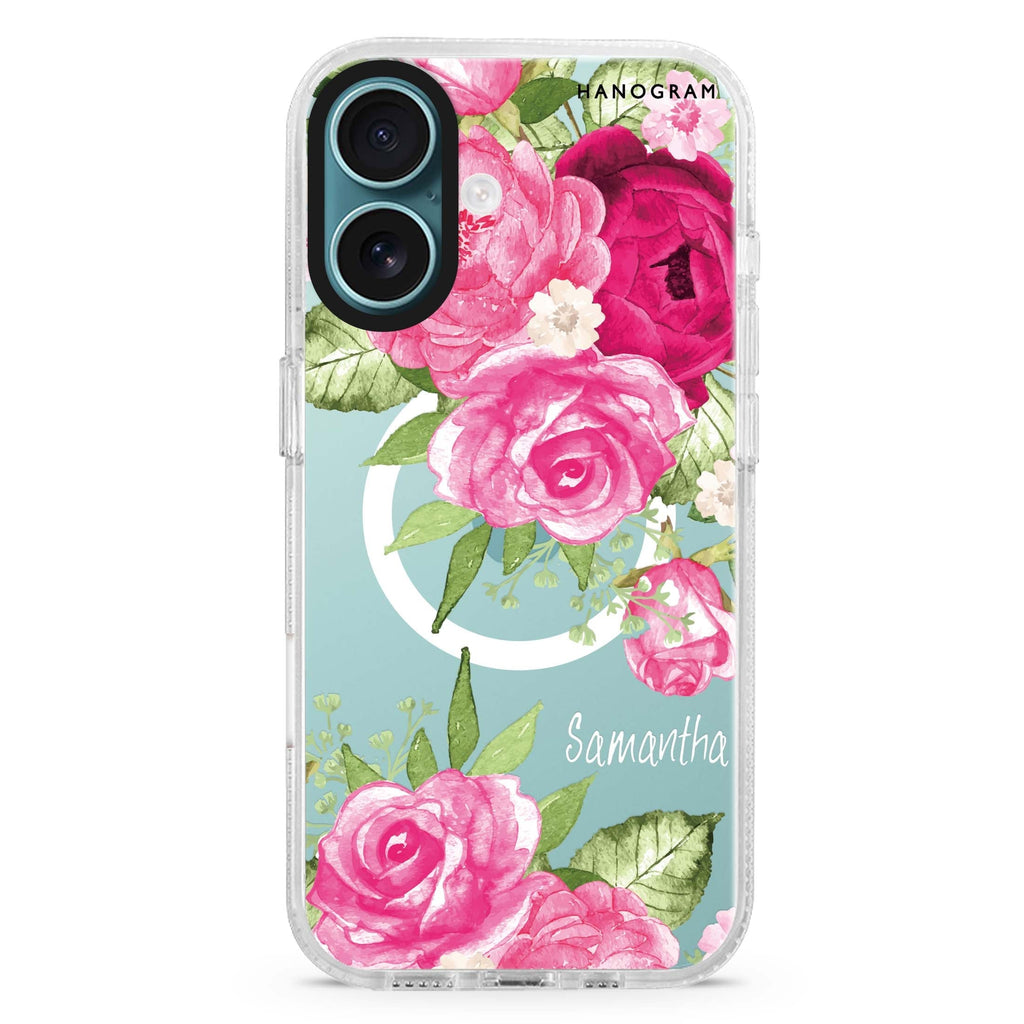 Watercolor Rose Magsafe 兼容水晶透明保護殼