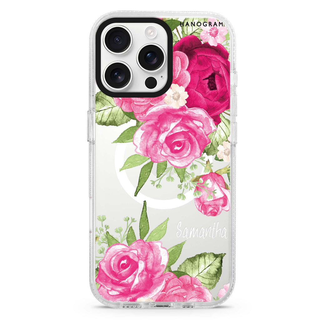 Watercolor Rose Magsafe 兼容水晶透明保護殼