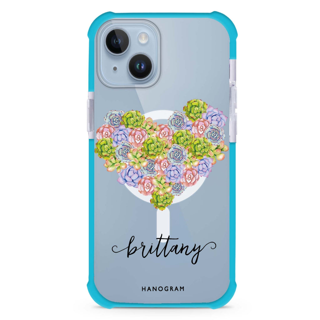 Floral Heart iPhone 15 Plus Magsafe 兼容超強防摔保護殼
