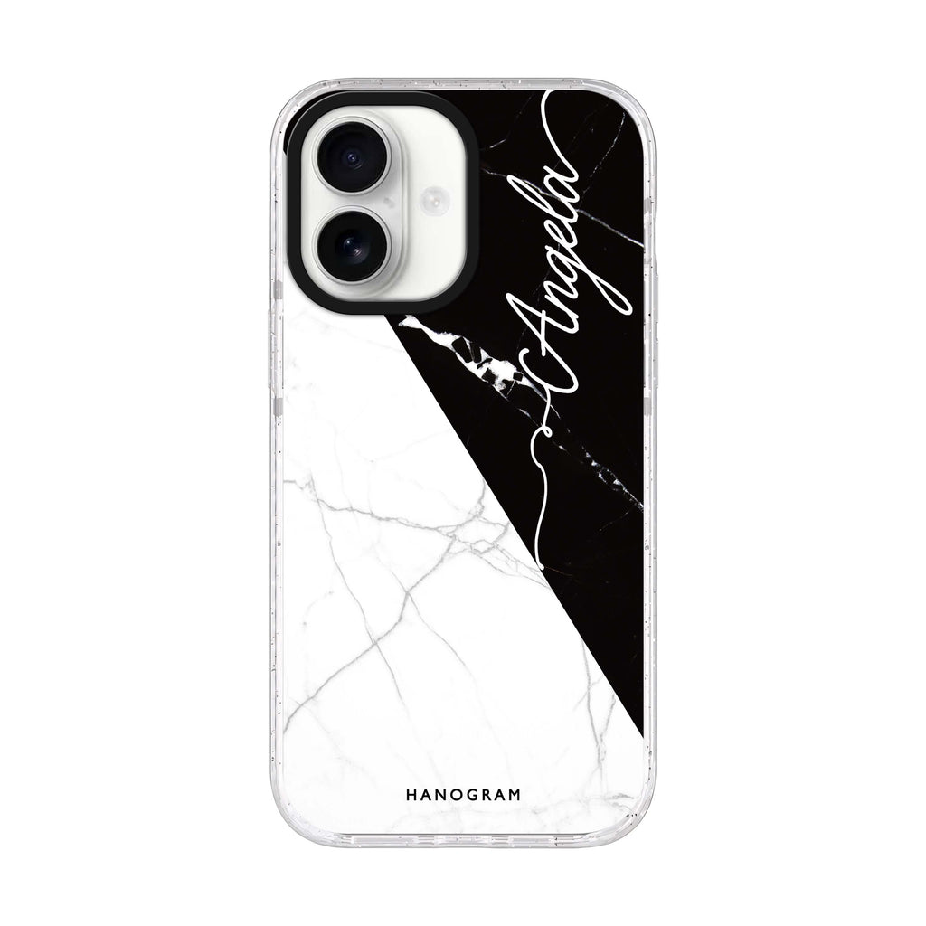 Black And White Marble iPhone 17 水晶透明保護殼正面展示
