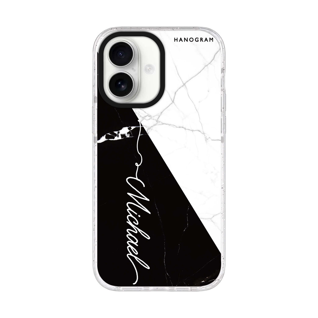 White And Black Marble iPhone 17 水晶透明保護殼正面展示