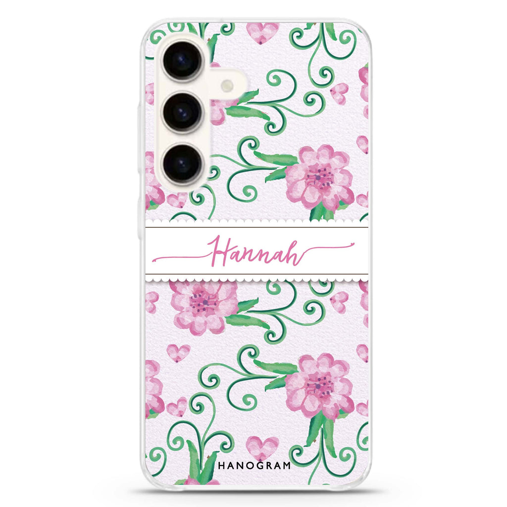 The Dancing Flower Samsung Galaxy S26/S25/S24 可加名字水晶透明保護殼正面展示