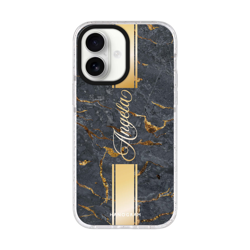 Luxury Gold Marble iPhone 17 水晶透明保護殼正面展示