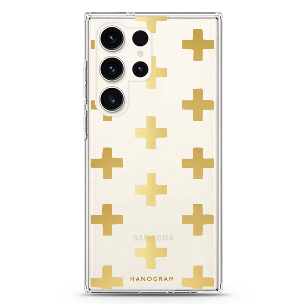 Gold Grid Samsung Galaxy Ultra 透明保護殼，適用 S26/S25/S24/S23 Ultra，圖1