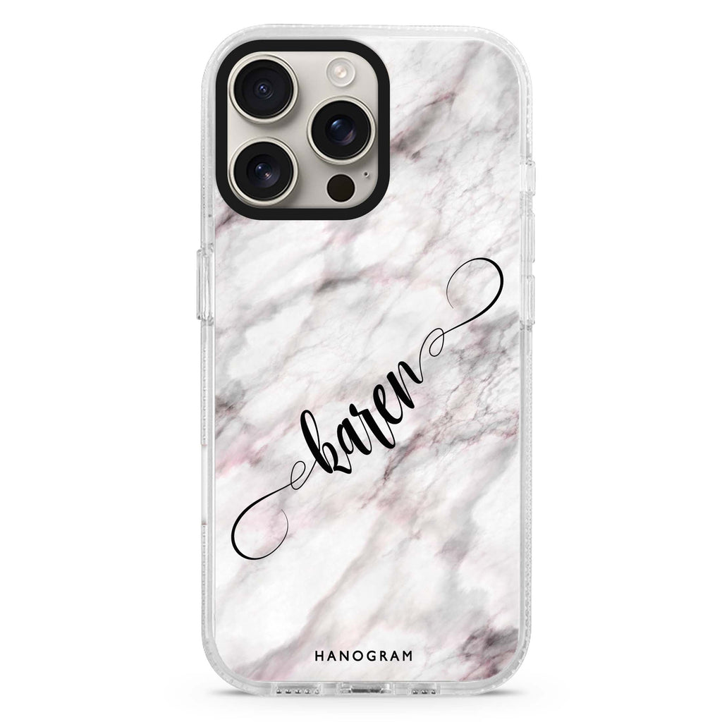Cursive Name & Marble iPhone 16 Pro & 16 Pro Max Case - Personalized and Stylish Protection