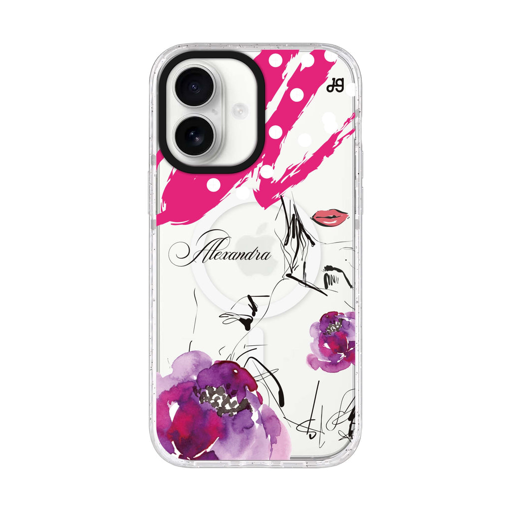 Floral Makeup iPhone 17 水晶透明保護殼正面展示