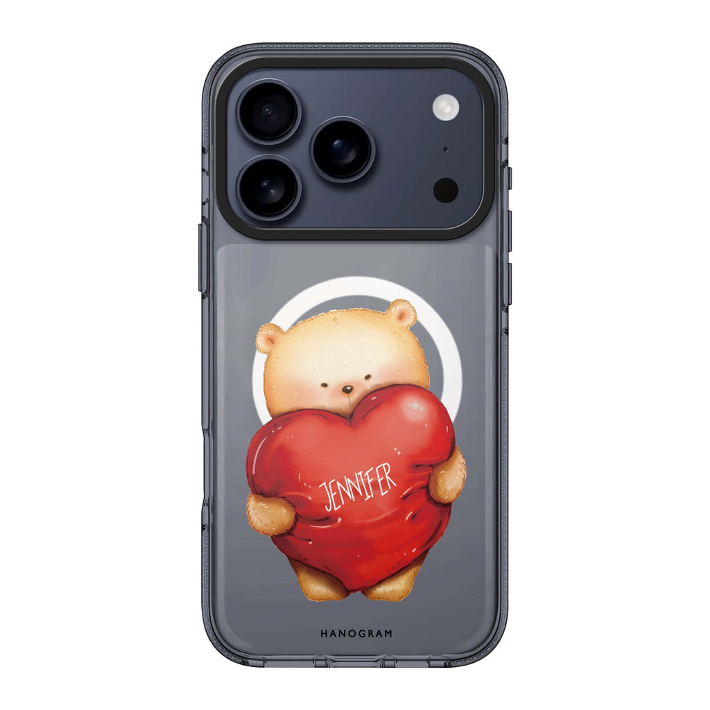 Bear Hug iPhone 17 Pro Max MagSafe 水晶透明保護殼 小熊圖案設計 可自訂名字 圖1
