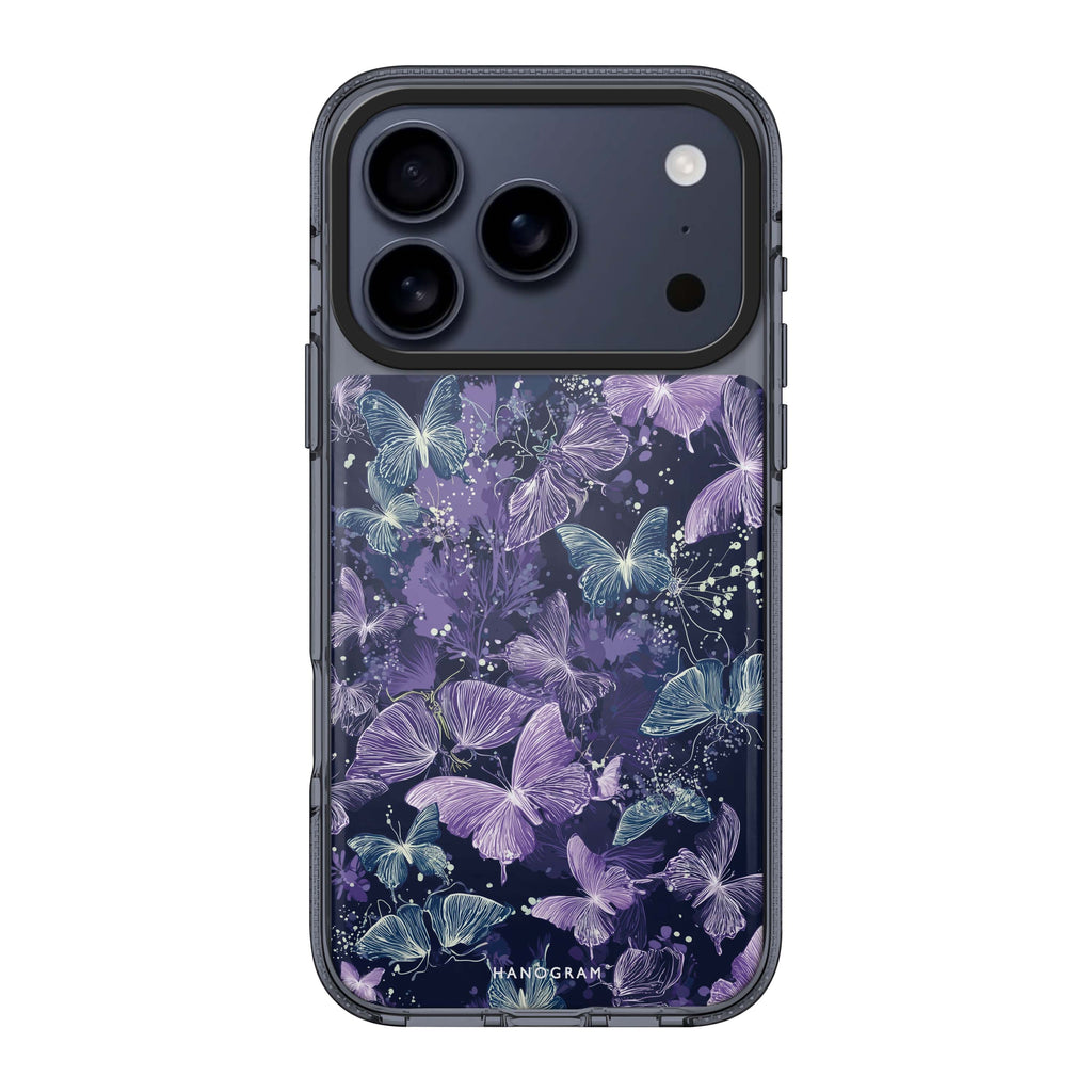Midnight Butterflies iPhone 17 Pro Max MagSafe 水晶透明保護殼 蝴蝶圖案設計 圖1