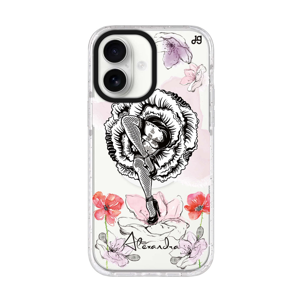 Dancing Flora iPhone 17 水晶透明保護殼正面展示