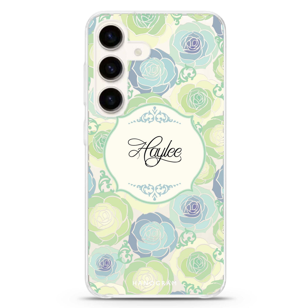 Art of Rose I Samsung Galaxy S26/S25/S24 可加名字水晶透明保護殼正面展示