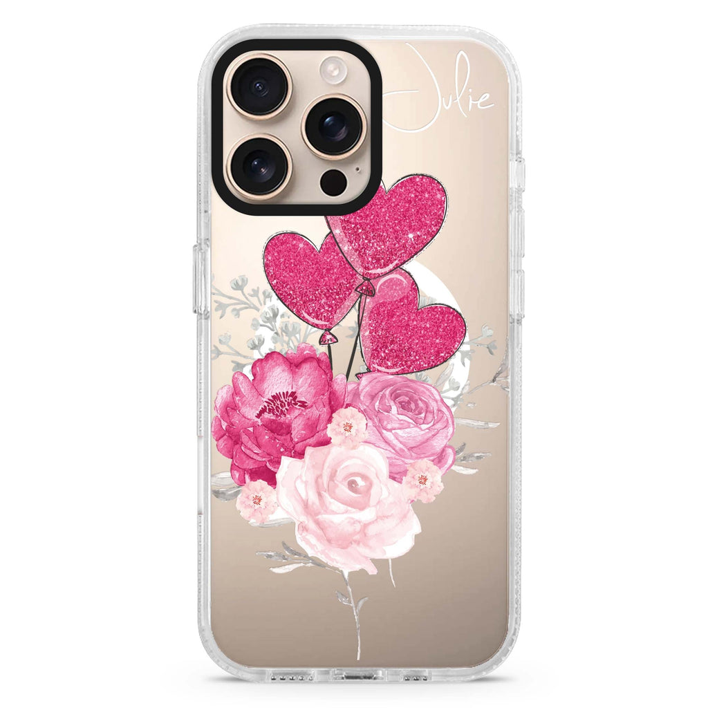 Sweet Heart With Rose Magsafe 兼容水晶透明保護殼